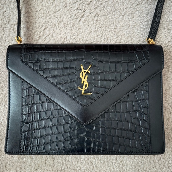 Authentic Saint Laurent Gaby YSL Envelope Croc-Embossed Satchel Bag - Picture 5 of 17